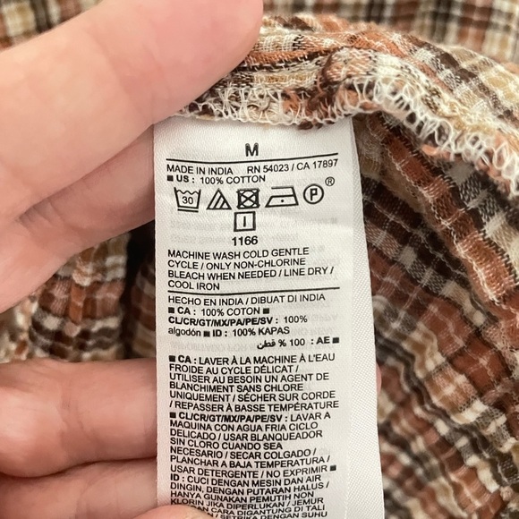 Old Navy Long Sleeve Split Neck Blouse brown plaid 100% cotton matching toddler - Picture 5 of 8